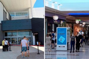 Centro Torrecárdenas en Almería y Gran Plaza en Roquetas en el día de reapertura con sus primeros clientes.