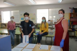 Personal del CEIP Inés Relaño el día que abrieron los colegios.