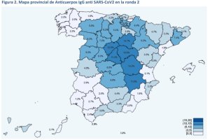 Resultados por provincias del segundo estudio de seroprevalencia.
