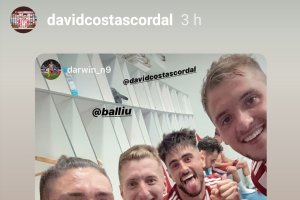 Celebración en el vestuario.