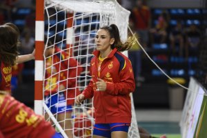 Carmen Martín con la Selección en el Palacio Mediterráneo.