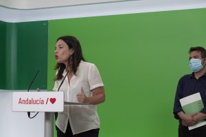 Lina Gálvez, durante la rueda de prensa.