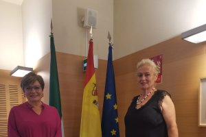 María José Navarro y Bibiana Montoya en la presentación del cuaderno.