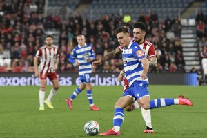 David Costas en el partido Almería-Deportivo antes del confinamiento.
