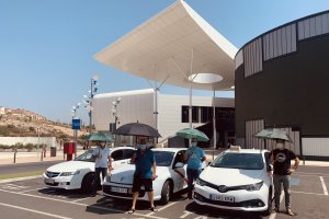 Un grupo de taxistas reivindican de esta manera la necesidad de sombras en las paradas