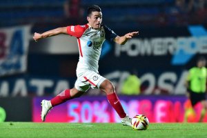 Matías Palacios en su debut con San Lorenzo.