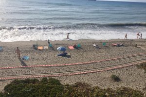 Situación de la playa tras perder varios metros de arena.