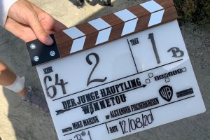 Claqueta del western alemán en el Desierto de Tabernas compartida en Instagram por Fresco Film.