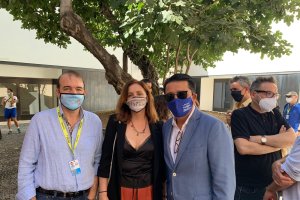 En el Festival de Cne de Málaga, Enrique Iznaola, Marta Velasco y Manuel Guzmán.