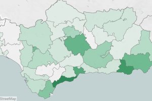 Incidencia de PCR positivos en la última semana por distritos sanitarios.