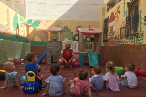 Alumnos de Mi Escuela Infantil, de La Cañada, esta mañana en el patio.