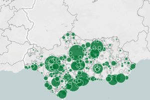 Diagnosticados por PCR en Andalucía, por municipios, en los últimos siete días.