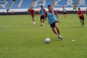 Chumi en el entrenamiento de este lunes en el Estadio.