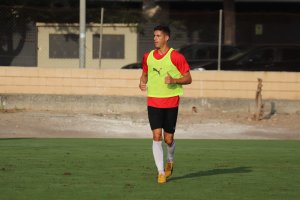 Cerpa en el entrenamiento del Almería B en la Vega.