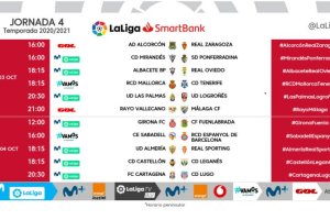 Horarios de la cuarta jornada en Segunda División.