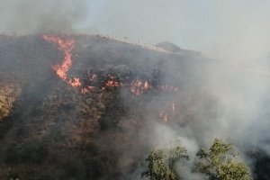 El incendio en la tarde de ayer en el municipio de Líjar.