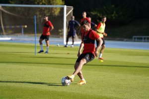 Gutiérrez en una de las acciones del entrenamiento.