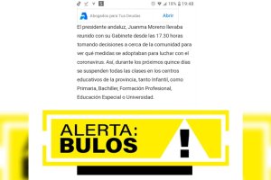 Captura del desmentido en Twitter de la Junta.