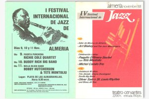 Carteles de las primeras ediciones de la emblemática cita almeriense con el Jazz.