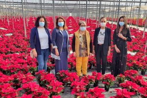 Carmen Crespo en su visita este lunes a las instalaciones de Solisplant en Balanegra.