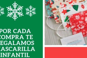Mascarillas infantiles navideñas de regalo en dos comercios de la ciudad.