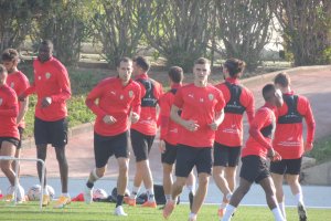 Nikola Maras en el entrenamiento de este viernes.