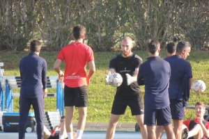 El portero Makaridze este sábado en el campo Anexo.