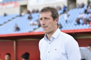 Luis Miguel Ramis en su última visita al Estadio Mediterráneo.