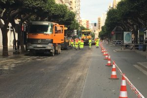Obras en el Paseo de Almería el pasado mes de noviembre.