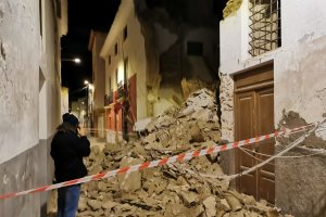 Restos de la vivienda tras el derrumbe.