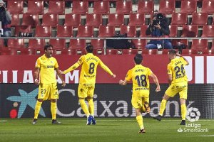 Escassi celebra su gol en Girona (0-1).