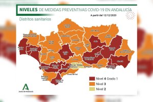 Mapa de los niveles de medidas preventivas Covid-19 en Andalucía.
