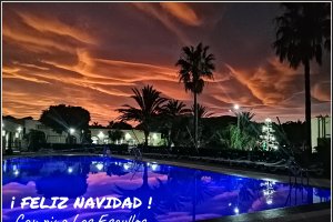 Tarjeta de felicitación navideña del camping.