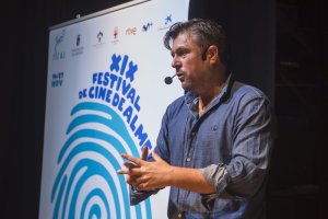Tirso Calero, durante una conferencia en el último Festival Internacional de Cine de Almería.