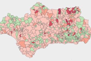 Mapa de la incidencia de la pandemia en los municipios de Andalucía.