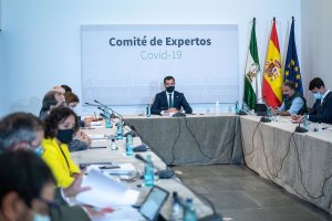 El Comité de Expertos, presidido por Juanma Moreno, en una imagen de archivo.