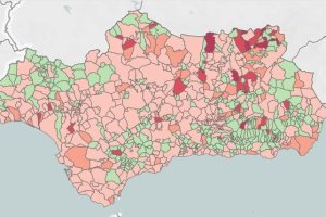 Mapa con la incidencia del covid en los municipios andaluces.