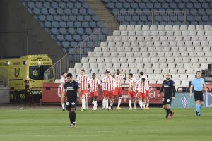 Celebración de un Umar Sadiq que ya es el máximo goleador del Almería (9).