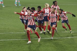 Celebración del Atlético de Madrid tras avanzar a la final.