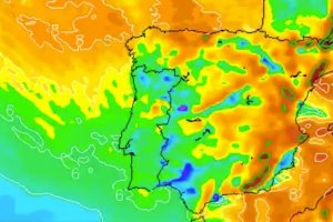 Mapa de la península en el que se muestra la borrasca. Fuente: Meteogalicia