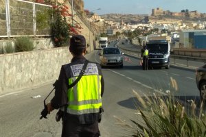 Un control de la Policía Nacional a la salida de la capital.