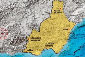 Infografía que recoge las localidades almerienses donde se dejaron sentir los efectos de los seísmos granadinos del martes.