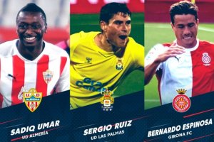 Los tres futbolistas nominados a mejor futbolista del mes.