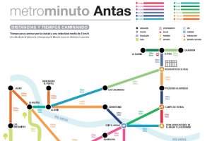 Detalle del mapa con forma de rutas de metro para invitar a pasear a los vecinos.
