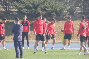 Jorge Cuenca en el entrenamiento de este viernes.