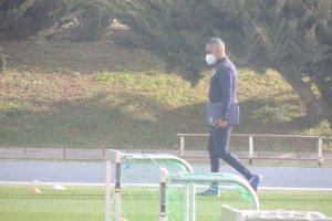 José Gomes en el entrenamiento de este jueves.