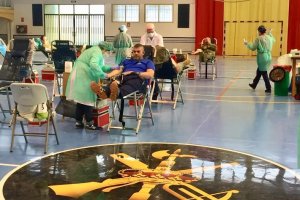 Imagen de una jornada de donación de sangre en el pabellón de la base militar.