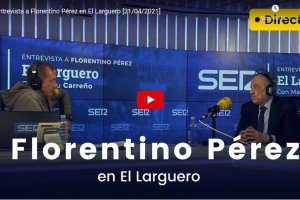 Florentino Pérez con Manu Carreño en El Larguero.
