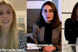 M. del Mar Carrillo, Marta Jiménez y María Marín durante los vídeos publicados.