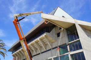 Pabellón de Carboneras durante los trabajos.
